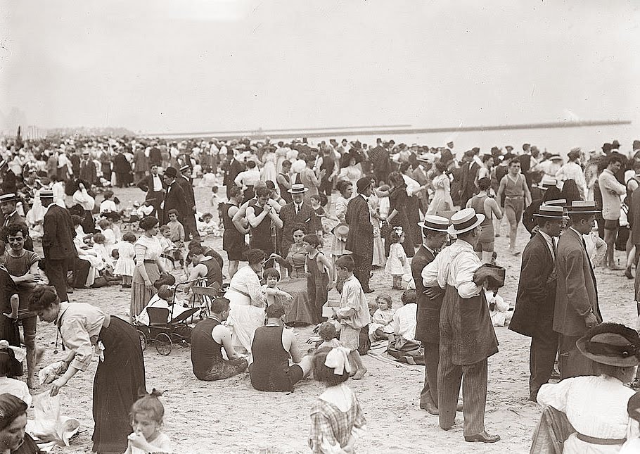 This is another beach scene picture from Coney Island, taken in the early 1900's. I find it fascinating to zoom in and look at the details in the picture.