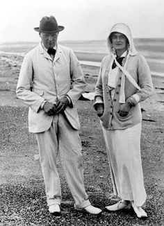 Winston and Clementine Churchill on holiday at Sandwich in Kent. 1914.