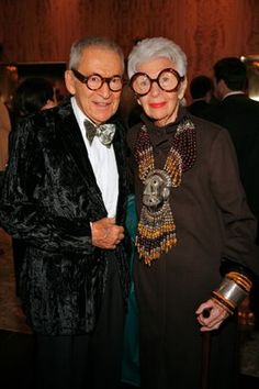 Legendary tastemaker, fashion and style icon Iris Apfel with her husband, Carl.