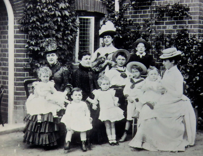 Caption Clara Jerome (hatless) her three daughters Clara Frewen Lady Jennie Churchill and Lady Leonie Leslie and all their children including Winston