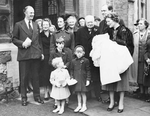 Winston Churchill (center) with family, including Mary Soames (second from right)
